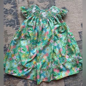 Poppy Kids Co smocked floral Easter dress with bunnies